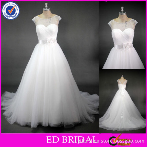 LN103 Simple But Elegant Crystal Beaded Real Sample Wedding Dresses Made To Order China